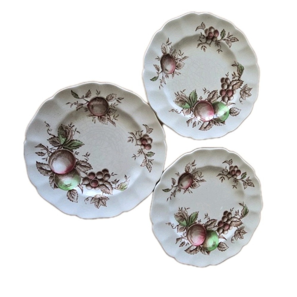 Set of 3 Vintage Johnson Brothers Harvest Time Bread & Butter Plates Cottagecore